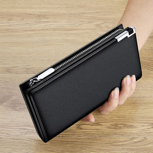 Portefeuille long avec dragonne, portefeuille professionnel à deux volets en cuir PU de haute qualité avec grande poche zippée – Conception pour hommes et femmes - Product Image 2