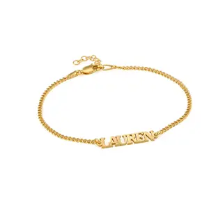 Small thin gold link chain jewelry personalized name bracelet