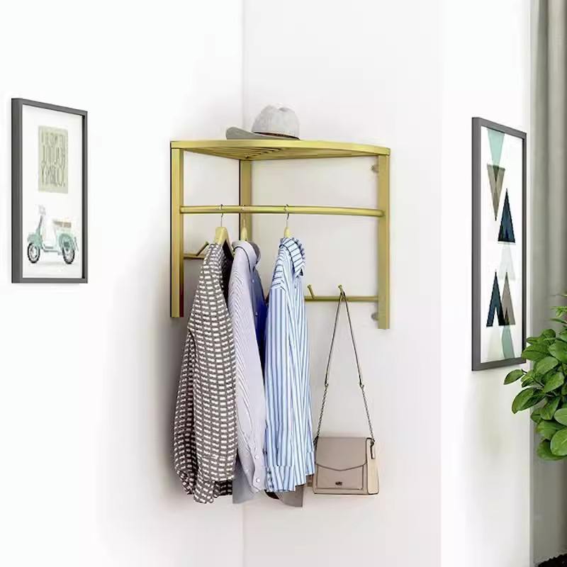 Estante de almacenamiento triangular para pared superior - Dorado