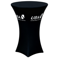 Housse de table de cocktail en tissu polyester et élasthanne - Lavable, durable, option de logo personnalisé pour les fêtes, les mariages et l'extérieur