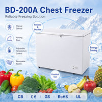 Congélateur coffre horizontal commercial BD-200, 200L, chargement par le haut, porte simple, congélateur coffre profond pour la maison, les restaurants, les cuisines, les magasins