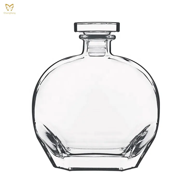 Bouteille ronde en verre personnalisé 700ml, bouteille à vin en verre cristal transparent, bouteille en verre de gin vide