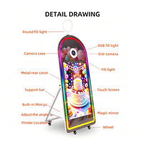 Miroir magique photo avec écran tactile de 32 à 43 pouces, éclairage LED annulaire et flight case pour mariages, fêtes et événements
