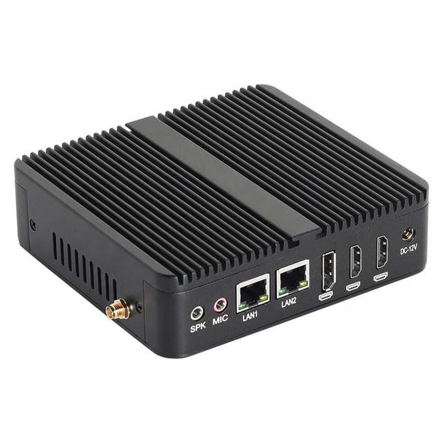 Desktop Fanless Mini PC J6412 Dual RS232 Serial DDR4 2 RJ45 Gigabit LAN Support WIFI MINI-PCIE Small Computer