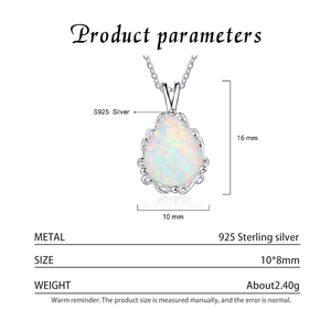 Collier pendentif goutte d'eau en argent sterling avec opale, plaqué rhodium, bijoux tendance pour mariage et cadeau pour femme - Product Image 3