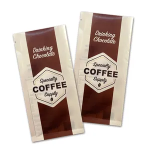 Black Coffee Bags Custom Paper Packaging Back Seal Pouch Bottom Coffee Bean Powder Bag