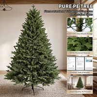 Arbre de Noël Artificiel Réaliste Pliable à Charnières de 2,3 m en PE, Pré-éclairé avec Lumières LED Chaudes, 1 Pièce, Personnalisé, Direct Usine