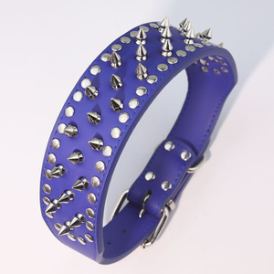 PU Leather Rivet Dog Collar Adjustable Leather Studded Spike Pet Collars New Fashion Designer Heavy Duty Anti-Bite Puppy Collar - Product Image 4