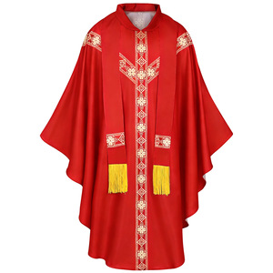 Costume de <span class=keywords><strong>Prêtre</strong></span> pour Halloween, <span class=keywords><strong>Chasuble</strong></span> de Célébrant, Vêtement Liturgique Catholique, Robe de Messe avec Pompon, Robe de Clergé pour Hommes - Product Image 3