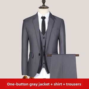 Traje de Tres Piezas para <span class=keywords><strong>Hombre</strong></span>, Corte Slim, Estilo Ejecutivo, para Primavera y Otoño, Ideal para Bodas y Eventos - Product Image 6