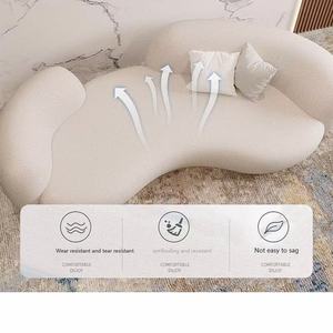 Ghế sofa cong bằng vải len cừu phong cách sang trọng nhẹ nhàng, khu vực nghỉ ngơi cong tiện dụng, ghế sofa nổi tiếng trên mạng - Product Image 4