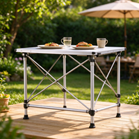 Table pliante tout-terrain, entièrement en aluminium, résistante à l'eau, pieds réglables en hauteur, portable, pour le camping en plein air, table de pique-nique