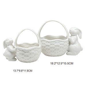 Nordique Pâques Art Déco Pâques Glaçure Oeuf et <span class=keywords><strong>Lapin</strong></span> Pot En Céramique <span class=keywords><strong>Lapin</strong></span> avec Panier pour Stockage Décor À La Maison Cuisine Pot De Stockage - Product Image 6