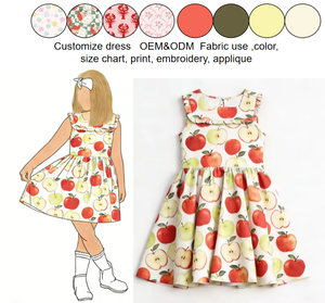 Nouvelle Robe d'été sans manches pour enfants, personnalisable, à volants, motif fruits, décontractée, pour filles, imprimé pomme - Product Image 1