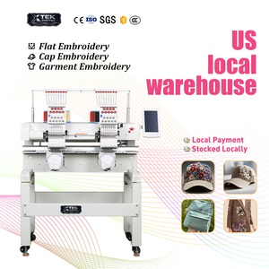 Machine à broder XTEK 902, double tête, 9 aiguilles, 1000 tr/min, 400*500 mm, haute vitesse, pour broderie de casquettes plates et vêtements, écran LCD. - Product Image 2