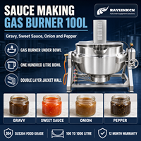 Unit Produksi Tangki Double Jacket 100L Stainless Food Grade Pengaduk dengan Scraper Tutup Opsional untuk Perebusan Saus