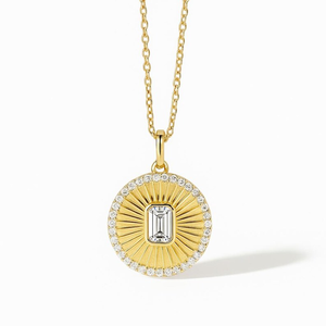 จี้เพชรแล็บพรีเมียมทรงซันเบิร์สต์ สร้อยคอทองคำแท้ ดีไซน์เรียบหรู ของขวัญสุดสง่างามสำหรับผู้หญิง วันครบรอบ วันเกิด - Product Image 1