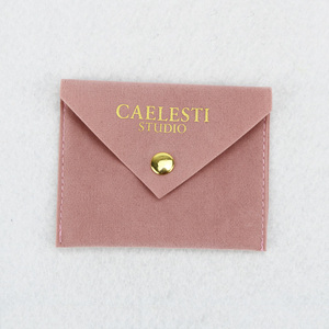Custom Printed Pink Suede Velvet Jewelry Pouch Packaging <b>Envelope</b> <b>Gift</b> Bag with Pad Velvet Jewelry Bag Logo Jewelry Packaging - Product Image 3
