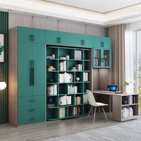 Lit escamotable mural multifonctionnel en bois avec armoire, bureau et bibliothèque intégrés