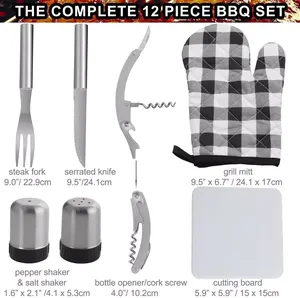 12pcs Stainless Steel Bbq Grill Tools <strong>Set</strong> <strong>Barbeque</strong> Grilling Accessories Outdoor Gril Tools <strong>Set</strong> Bbq Utensil <strong>Set</strong> - Product Image 2