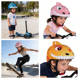 Casque Demi-Coque Personnalisable pour Enfants et Jeunes, Motif Requin de Dessin Animé, pour Vélos, Trottinettes, Patins à Roulettes, Vélos d'Équilibre, Toutes Saisons - Product Image 6