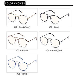 Lunettes de vue anti-lumière bleue grises à monture ronde complète, style rétro unisexe, montures métalliques, modèle 9007 - Product Image 4