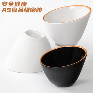 ชุดชามเมลามีน 3 ชิ้น สีดำขาวขอบสีส้ม สำหรับเสิร์ฟผักในครัวเรือน - Product Image 2
