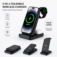 Support de charge pliable personnalisé avec logo, station de charge rapide portable 3 en 1, station de charge sans fil