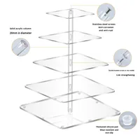 Support de présentation de gâteaux et de desserts en acrylique écologique moderne, étagère de rangement transparente à plusieurs niveaux pour mariage et anniversaire