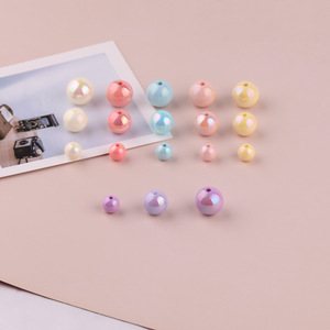 ลูกปัดอะคริลิกรูปทรงกลม สีรุ้ง สีมาการอง สำหรับทำเครื่องประดับ DIY ขนาด 8 มม. 10 มม. 12 มม. - Product Image 1