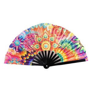 Custom Folding Bone Fan Colorful Rave Fans Vibrant Clacker Hand Fans for Festival Dancing Parties Decorative <b>Gifts</b> - Product Image 1