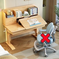 Ensemble de bureau et de chaise d'étudiant en bois massif réglable pour l'apprentissage des enfants, design moderne pour appartement, salon, mobilier scolaire