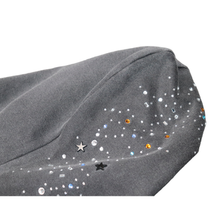 Unisex Gray Hooded Fleece Sweatshirt With Rhinestone <b>Star</b> Print Regular Fit Winter Casual Wear - Product Image 5