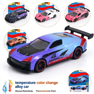 Modèle de voiture en alliage à changement de couleur 1:64, voiture en alliage moulé sous pression à changement de couleur selon la température / modèles de voitures de course pour garçons, cadeau idéal - Product Image 5