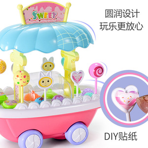 Carrito de helados de juguete para niños, carrito giratorio eléctrico de dulces, para niños de 4 a 6 años, material plástico - Product Image 3
