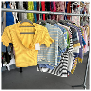 เสื้อยืดถักหลากสีสไตล์สตรีทน่ารักสำหรับผู้หญิงเสื้อทีเชิ้ตแขนสั้นและทรงหลวมใส่ได้พอดีกับอินสตาแกรมในฤดูใบไม้ผลิและฤดูร้อน - Product Image 5