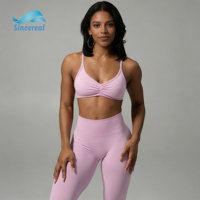 Legging Yoga Khusus Wanita Olahraga Lari Fitness Cepat Kering Bernapas Baru Tanpa Jahitan Polos Pinggang Tinggi Model Peach Hip