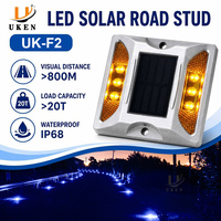 Borne de signalisation routière solaire LED en aluminium, carrée, réfléchissante, automatique, type œil de chat, à lumière constante ou clignotante, pour bord de route