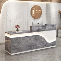 Comptoir extensible multifonctionnel moderne en bois/MDF pour hôtel, salon de beauté, magasin de vêtements, bar, avec bande lumineuse