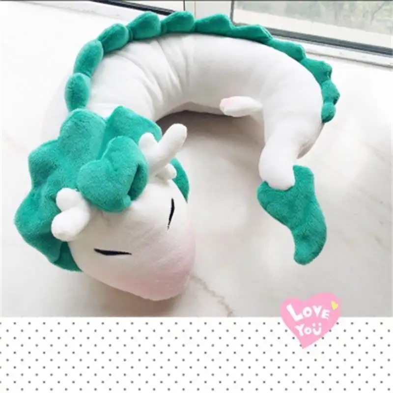 Hinder Travel Pillow,Dragon Neck Pillow Cute U-Shaped Pillow Soft Small White Cartoon Plush Toy Haku Dragon Stuffed Doll 