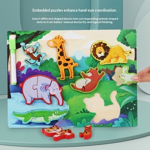 Juguete <span class=keywords><strong>de</strong></span> Rompecabezas <span class=keywords><strong>de</strong></span> Madera Montessori Dos en Uno, Tridimensional, <span class=keywords><strong>de</strong></span> Doble Cara, para Agarrar con la Mano, para la Educación <span class=keywords><strong>de</strong></span> la Primera Infancia - Product Image 2