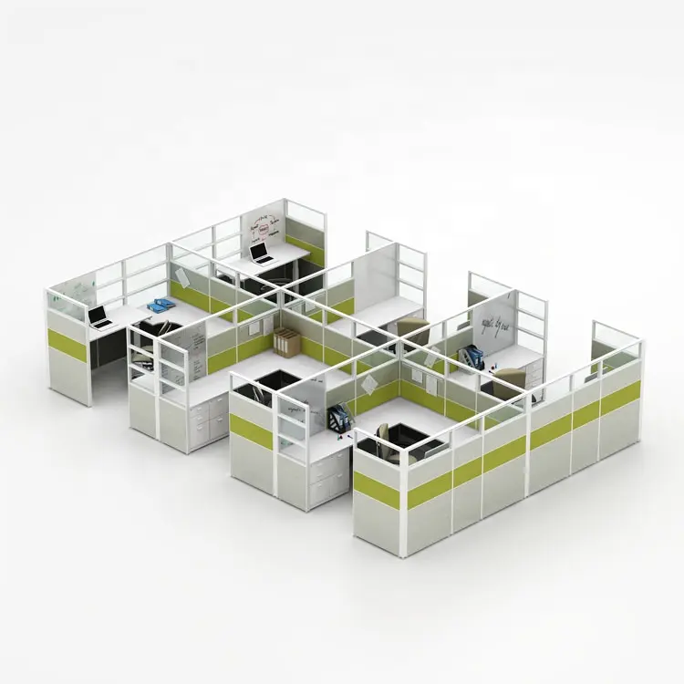 Ticari ofis masası masa bölümü 45x25 ofis iş istasyonu bölümü 4 kişilik modüler hücre 40mm ofis bölümleri