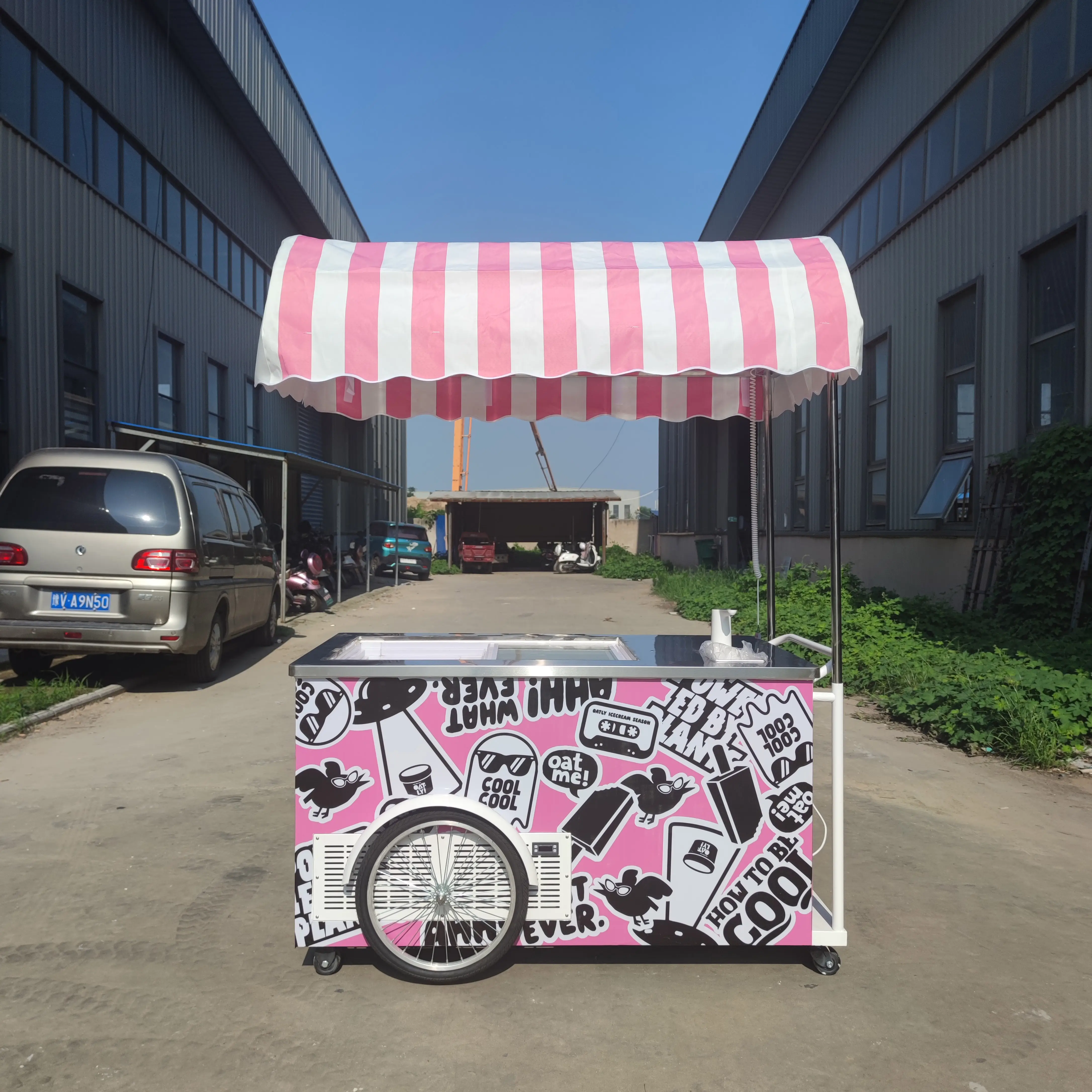 China Factory direct sell New Product Vending Push cart Frozen Ice Cream Cart with good price