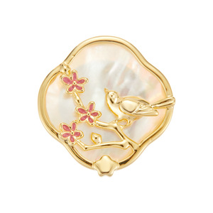Floral And Bird Motif Magnetic Buckle Natural Seashell Gold Plated For Women Fashionable Clothing Accessory - Product Image 5