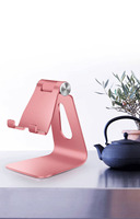 Vente en gros Support de téléphone portable en métal de bureau de haute qualité Support de téléphone réglable avec logo laser Support en alliage d'aluminium