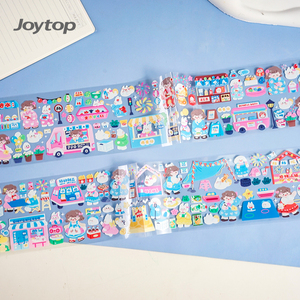 Joytop Vente en gros OEM Logo personnalisé Autocollants en PVC gonflés écologiques mignons de dessins animés avec paillettes, imperméables, pour la classe, le <span class=keywords><strong>scrapbooking</strong></span>, cadeaux pour enfants - Product Image 4