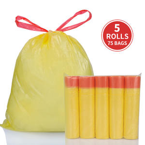 Sacs poubelle en rouleau en plastique épais avec cordon de serrage pour poubelle de bureau, chambre à coucher, usage domestique, produits ménagers - Product Image 3