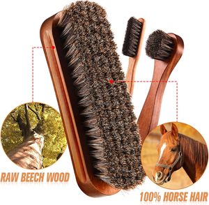 Crin de cheval brillant microfibre chiffon à chaussures vernis applicateurs daim nettoyant brosse Kit pour chaussures en cuir et soins des bottes - Product Image 2