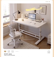 Table d'étude multifonctionnelle en bois réglable avec plateau à effet bois, idéale pour le bureau à domicile, avec fonction pliable – Nouveauté en promotion