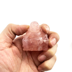 Venta al por mayor estatua de cuarzo rosa cristal sonrisa <span class=keywords><strong>Buda</strong></span> para artesanía de cristal - Product Image 1